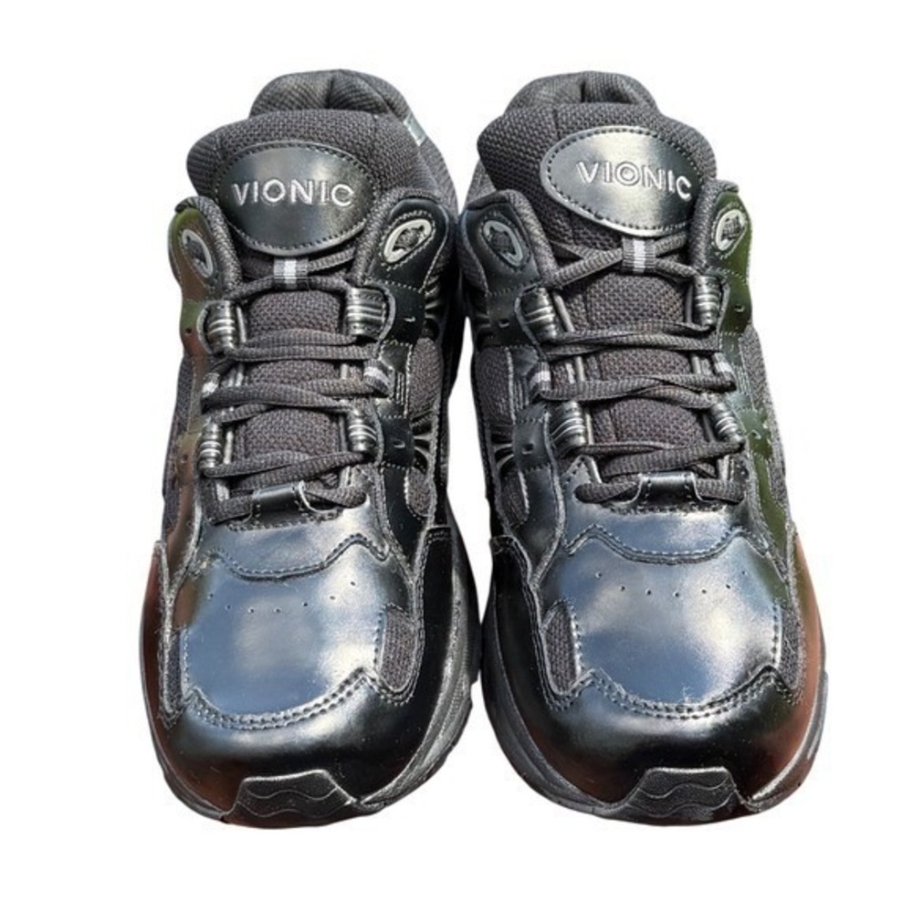 VIONIC Walker Orthotic Walking Shoes Black Leather Comfort Sneakers | Sz 11 EUC